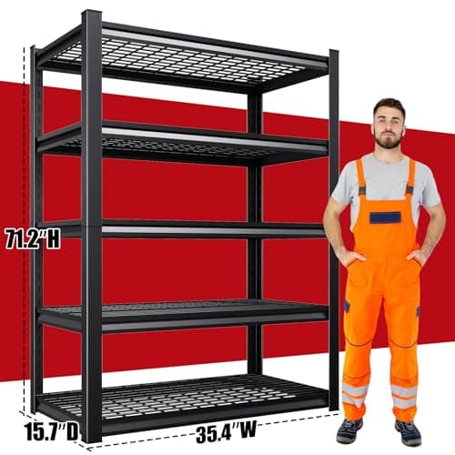 71"Hx35"Wx16"D Wire Garage Shelving-2500LBS 5 Tier Storage Shelves,Adjustable Heavy Duty Metal Shelving Unit and Storage Large Rack,Utility Steel Shelf For Shop Warehouse Industrial Pantry Basement view 2