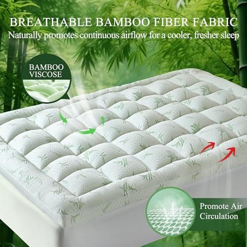 LUNESTRY 4 Inch Cooling Memory Foam Mattress Topper Queen, Back Pain Relief | 4 Inch, Cloud-Like Comfort, 20" Deep Pocket, Rayon Derived from Bamboo, Pillow Top Mattress Pad, Perfect for Hot Sleepers view 2