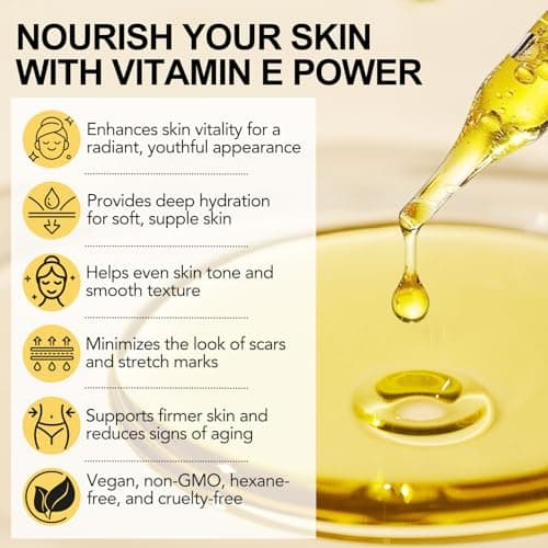 Tiuedu Natural Vitamin E Oil for Skin, Ultra Concentrated Vitamin E Oil for Face, Hair and Scars, Moisturizing Dry Skin Oils, Promotes Skin Elasticity, 2Fl Oz view 5