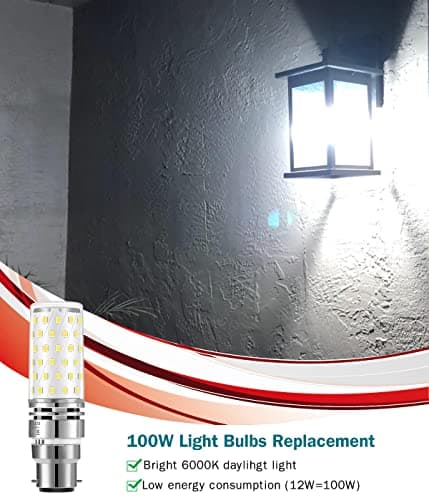 HengBo LED LED Bayonet Bulbs, 12W B22 Corn Bulb Equivalent 100W Halogen B22 Bayonet Cap Bulb, 1200Lm, 6000K Daylight White 4-Pack view 4