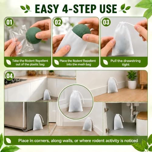 Rodent Repellent for Mice & Rats, 1.41 Oz 24pc, Indoor & Outdoor Use | Peppermint Oil Repellent for Rat Mice, Ant, Roach, Spider, Squirrel, for House, Garage, Car Engine, RV, Attic, Basement view 3