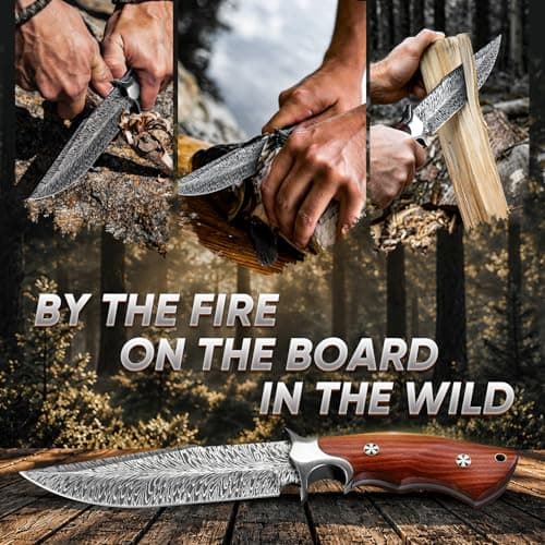 Purple Dragon Hand Forged Fixed Blade Knife with Leather Sheath | Full Tang Survival Feather Knife with Rosewood Handle, Camping Knife for Bushcraft & Outdoor Use, Cool Gifts for Men view 6