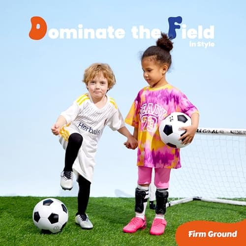 PATPAT Kids Soccer Cleats – Outdoor Firm Ground and Turf Football Training Shoes for Little Big Boys and Girls view 2