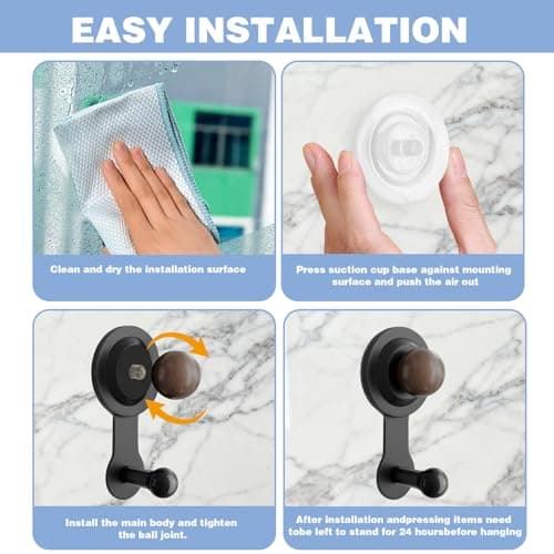 Suction Cup Hooks for Shower,Wreath Hangers for Front Door,Removable No-drill Suction Cup Hook for Door Wreaths/Glass Window/kitchen,Ideal for Holiday/Christmas Door Decoration(2 pcs - 4 suction cups) view 6