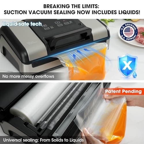 Vesta Precision 12" Vacuum Sealer Machine for Liquid & Moist Foods, Smart Heat Sealing Prevents Bag Melting, Built-in Cutter & Roll Storage Fits 2X20’ or 1X50' Rolls, Mason Jar Kit, Sous Vide, V23 view 3
