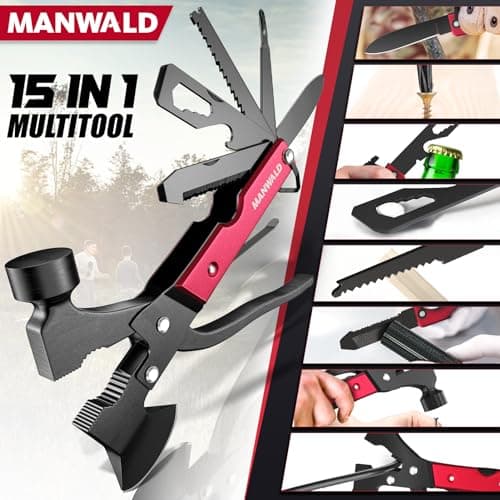15 in 1 Multitool Axe Hatchet, Valentines Day Gifts for Him Adults, Camping Accessories Survival Gear, Multi Tool for Camping Hiking Survival, Cool Gadgets Gifts for Men, Husband, Boyfriends view 3