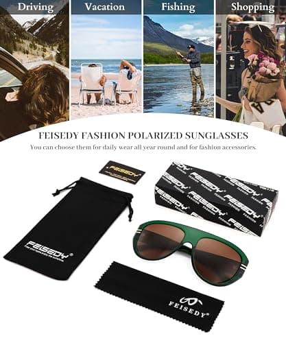FEISEDY Retro Polarized Aviator Sunglasses for Men Women Trendy 70s Vintage Plastic Frame Sun Glasses B4150 view 6