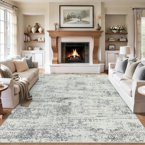 Area Rugs Living Room Rug - 5x7 Washable Modern Abstract Soft Neutral Non-Slip Carpet Large Indoor Floor Stain Resistant Thin Carpets for Bedroom Dining Room Farmhouse Nursery Home Office Grey view 4
