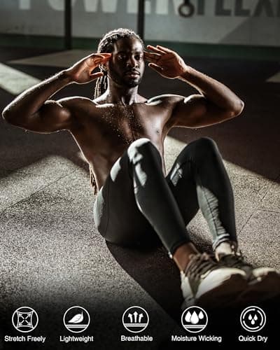 RIKUAOU Men’s Compression Pants Running Leggings Athletic Base Layer Workout Tights with Pockets for Sports Basketball view 5