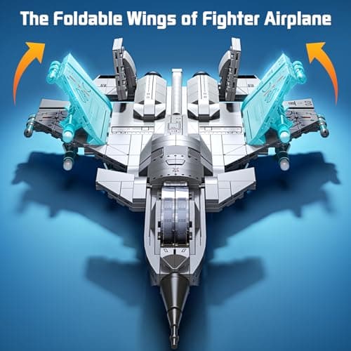 J-15 Fighter Jet Building Kit, 577PCS Military Aircraft Model for Boys 8–12, Army Airplane Toy with Foldable Wings & Tail, Clear Cockpit, Dual-Engine Jet, STEM Construction Blocks for Teens & Adult view 6