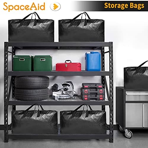 SpaceAid Heavy Duty Moving Bags 8 Pack, Large Storage Totes Bins with Backpack Straps, Strong Handles & Zippers, Packing Moving Boxes Supplies, College Dorm Room Essentials, Black view 5