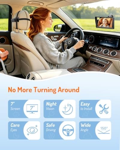 Kidsneed 7 inch HD 1080P Split Screen Baby Car Camera for 2 Kids view 3