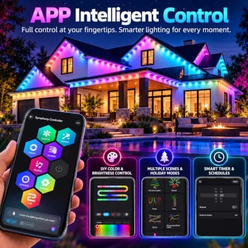 Bensack 300 FT Permanent Outdoor Lights RGB+IC Eaves lamp for Christmas | RGB+IC Smart LED Eaves Lights,IP67 Waterproof Outdoor Led Lights for House Roof, Christmas, Halloween, Holiday, Party Decor view 5
