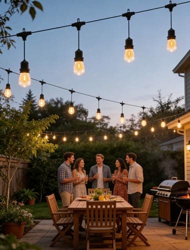 Hobbynors Outdoor String Lights 30FT, Patio Lights Outdoor Waterproof, Plug-in Hanging Lights with Shatterproof LED Bulbs, 2700K Warm White, E12 Connectable Lights for Porch Backyard Balcony Gazebo view 4