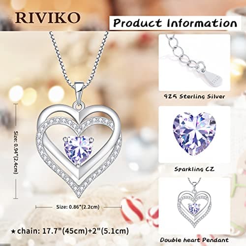 RIVIKO Infinity Heart Symbol Necklace for Women 925 Sterling Silver Love Heart Pendant Valentine's Day Anniversary Birthday Christmas Jewelry Gifts for Women Mom Wife Sister Her Friends view 4