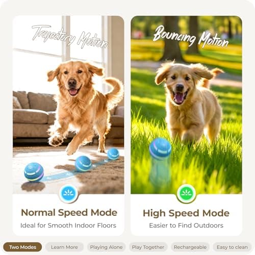Apasiri Interactive Dog Toys: Automatic Moving Dog Balls with LED Lights, Puppy Toy to Keep Them Busy, Shaky Dog Ball for Small,Medium,Large Dogs, Dog Toys for Aggressive Chewers,Rechargeable - (Blue) view 2