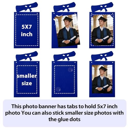 Graduation Photo Banner Class of 2026 Banner for Grad Decorations 2026 Pre-Strung K-12th Graduations Picture Banner for Middle High School College Graduation Party Supplies Blue 10 Feet view 4