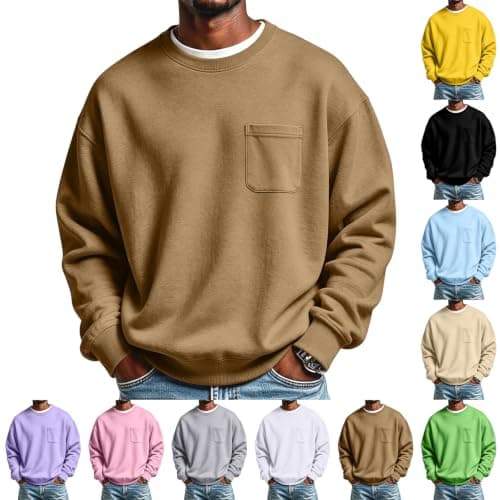 Crew Neck Sweatshirt Men Fleece — image 1