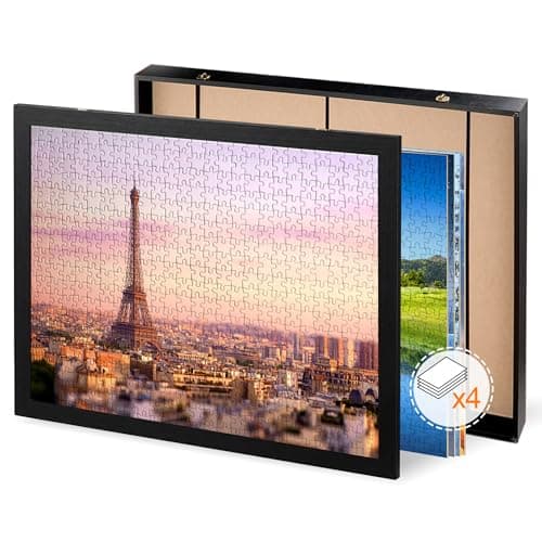 ALL4JIG Premium Wooden Puzzle Picture Frame with 4-Puzzle Storage Capacity for 1000 Piece Puzzles, Tool-Free Easy Assemble Display, Non-Glue Mounting Kit & Hanging Hardware Included (27" x 20") view 3