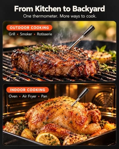 JoyBear Wireless Meat Thermometer, 2 Probes, Smart Base, 6 Sensors | APP Control & Real-Time Alert, Commercial-Grade NIST Certified Accuracy, for Restaurant Kitchen, BBQ/Grill/Oven view 5