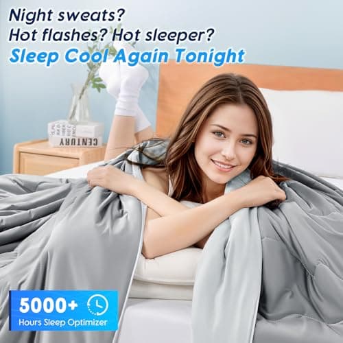 Gehtmnl Cooling Blanket for Hot Sleepers & Night Sweats – Cooling Comforter, Breathable Lightweight Double-Sided Summer Bedding, Breathable Soft All Season (Frosty Light Grey, Queen(90"x90")) view 2
