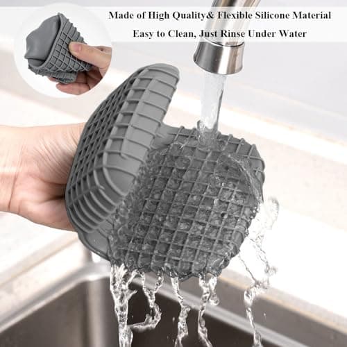 2 Pack Silicone Oven Mitts for Cooking, Heat Resistant Oven Mitt Set, Flexible Oven Gloves, Mini Oven Mitts Set with Non-Slip & Grip Heat Kitchen Mitt for Kitchen Cooking Baking (Grey) view 6