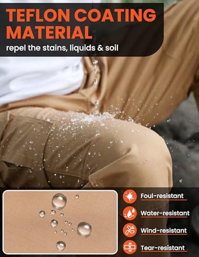 DURAWERK Men's Cargo Pants, Water Resistant Work Pants, Durable Ripstop Tactical Pants, EDC Hiking Pants, Hunting Pants view 4