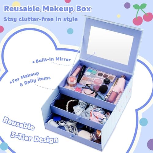 Glam Code Makeup Advent Calendar for Girls 2026, 24 Day Beauty Countdown | Christmas Makeup Gift Set for Teen Girls, Makeup Advent Calendar 2026 with Eyeshadow, Blush, Lip Gloss and Charms, Blue view 5