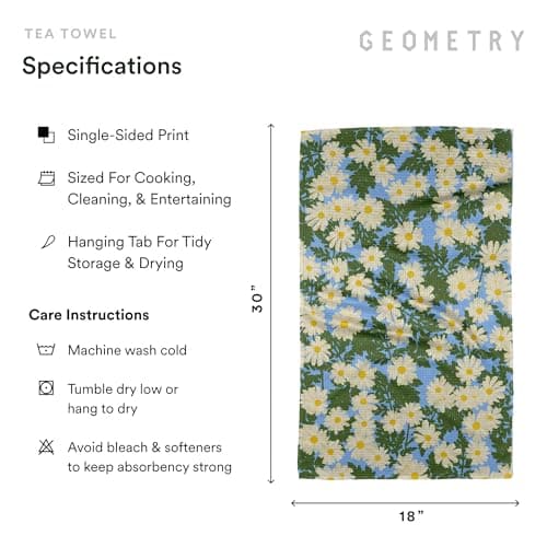 GEOMETRY Spring Kitchen Towels - Quick Dry Microfiber Cloth Spring & Summer Dish Towels for Kitchen Drying - Premium Quick Dry Towel - Daisy Delight, 18" x 30" - 1-Pack view 2