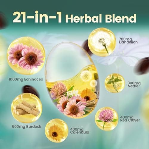 Lymphatic Drainage Supplements, 240 Softgels, Lymph System Support Supplement for Women & Men, 21-in-1 Herbal Blend with Echinacea, Dandelion, Burdock, Bromelain, Calendula, Turmeric & More, 1 Bag view 3