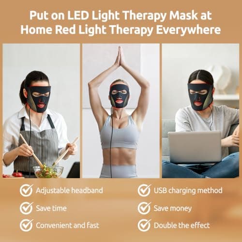 red Light Therapy for face,Ideal for Facial Wrinkles, Acne, and Relaxation of Muscle Tissue; Temporarily Increase Local Blood Circulation. LED Light Therapy Ideal for Home, Work,Travel & Yoga view 5