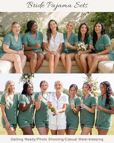 VRVOICE Womens Button Down Pajamas Set Short Sleeve Sleepwear Bride Pjs Soft 2 Piece Lounge Shorts Set XS-XXL view 6