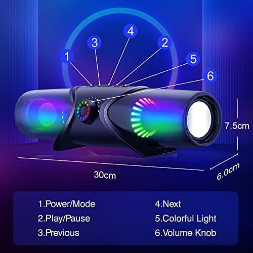 WolfLawS Computer Speakers,Bluetooth SoundBar,Computer Speakers for Desktop Monitor with RGB Light,PC Speakers with Subwoofer,USB Powered Sound Bar for Laptop 3.5mm Headphone Jack view 2