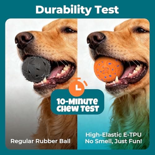 KITPLUS Smart Interactive Dog Toy Ball – Automatic Moving, Bouncing & Rolling, 3 Modes, Chew-Proof E-TPU Shell, Waterproof, Rechargeable,Dog Ball for Medium and Large Dogs, Orange view 3