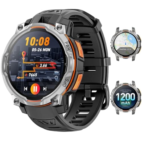 Smart Watches for Men GPS & Offline Maps,1.46''Military Smartwatch 1200mAh | Built-in Chatgpt,Rugged Smart Watch Compass,Altimeter,Barometer,100+ Sport Modes,Heart Rate/Sleep Monitor for Android/iPhone — image 1
