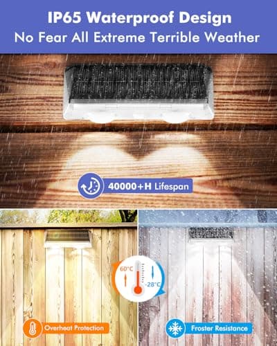 Solar Fence Lights Outdoor 12 Pack, IP65 Waterproof Fence Lights Solar Powered, 3 Modes(Warm/Neutral/Cool White) Solar Deck Light with Auto ON/OFF, LED Lens for Deck/Wall/Step/Patio/Pool/Backyard view 5