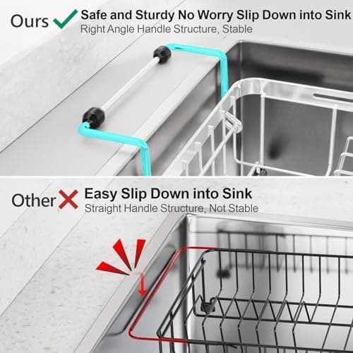 GSlife Small Sink Dish Drying Rack with Cup Holder - Expandable Stainless Steel Compact Dish Drainer for RV, Camper, Kitchen, Dish Strainer with Locking Knob, Fit Sink 11.9"-16.7" L, Silver view 5