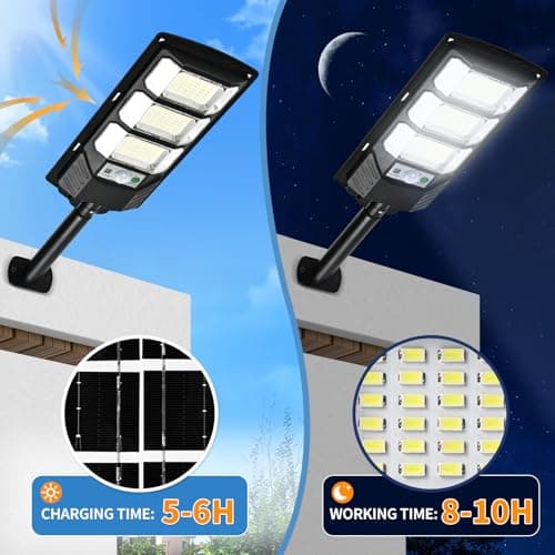 MATEPLUS Solar Lights Outdoor Waterproof 2 Pack, 6500k Solar Flood Light Dusk to Dawn, Solar Street Lights with Motion Sensor & Remote Control, LED Solar Parking Lot Lights for Yard, Ground, Garden view 3