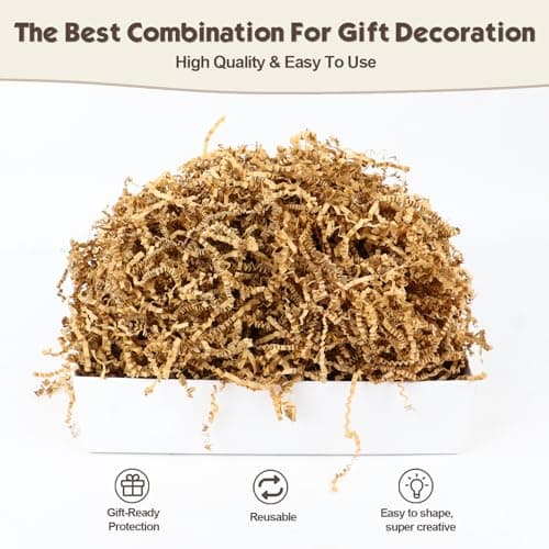 2LB Crinkle Shredded Paper Filler For Gift Baskets, Brown Kraft Crinkle Papers Filler For Thanksgiving Valentine's Day Halloween Gifts Decor, Gift Box Basket Stuffing Raffia For Birthday Festival view 3