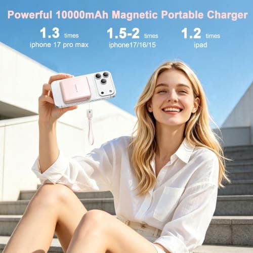 Magnetic Power Bank 10000mAh, 15W Wireless 22.5W Fast Charger with Cables view 5