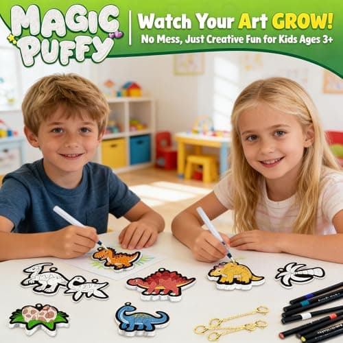 Richgv Magic Aqua Puffs, 3D Art Kit, Dinosaur, Mess-Free Paint by Number Craft for Kids, DIY Color & Inflate Activity, Travel & Creative Gift for Girls & Boys Ages 4, 5, 6, 7, 8, 9, 10 view 6