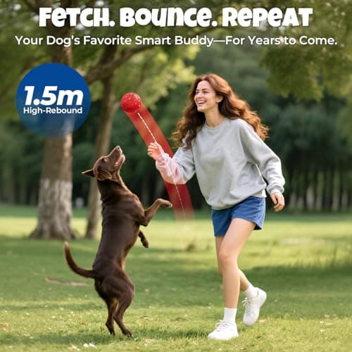 Fsitego Dog Balls: Interactive Dog Ball Auto Rolling - Interactive Dog Toys for Aggressive Chewers - Bouncy & Throwable, Type-C Rechargeable, Washable, for Small & Medium & Large Dogs – Red view 4