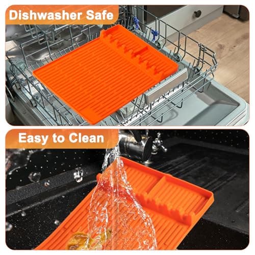 Silicone Grill Mat for Blackstone Silicone Griddle Tools Mat with Drip Pad Grill Pad for Outdoor Grill Kitchen Countertop (Orange) view 6