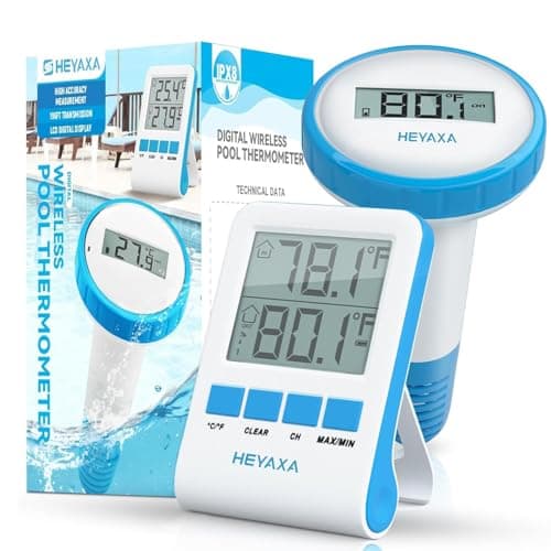 Digital Pool Thermometer Floating Easy Read IPX9 Waterproof Wireless Water Thermometer with Indoor Temperature Monitor for Swimming Pool, Bathtub, Fish Tank view 1