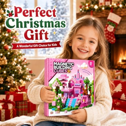 Magnetic Blocks 100PCS Pink Castle Building Set for Kids Ages 3+ view 5