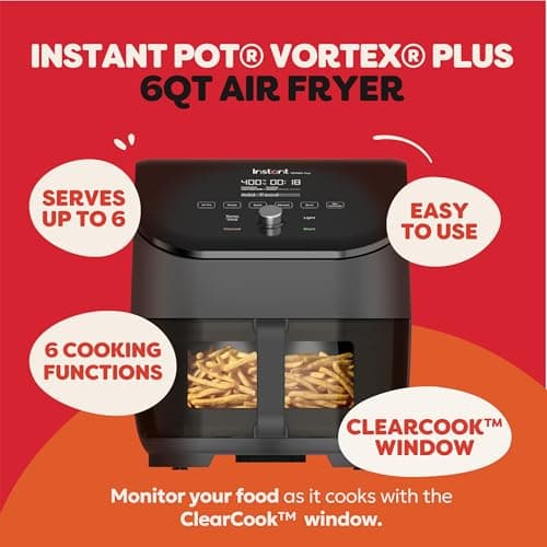 Instant Pot Vortex Plus 6QT ClearCook Air Fryer, Clear Windows, Custom Program Options, 6-in-1 Functions, Crisps, Broils, Roasts, Dehydrates, Bakes, Reheats, from the Makers of Instant Pot, Black view 2