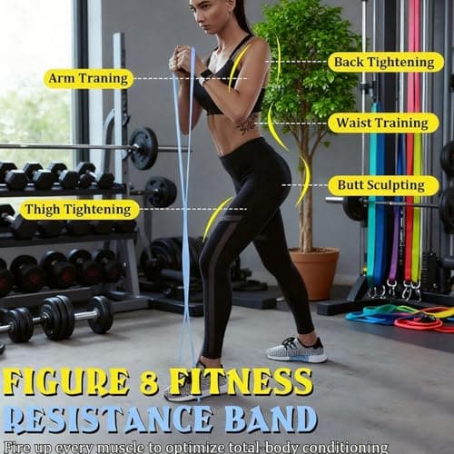 JYTIYUWA Resistance Bands with Handles,Figure 8 Resistance Band Elastic Fitness Bands Exercise Band for Home Yoga Gym Workout view 4