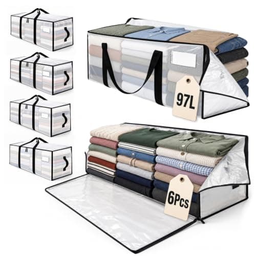 Moving Bags, 200lbs Heavy Duty Storage Bags Strong Handles & Zipper, 6-Pack | New Open L Design, Waterproof Foldable Portable Storage Totes for College Dorm, Moving Boxes Alternative & Home Organization — image 1
