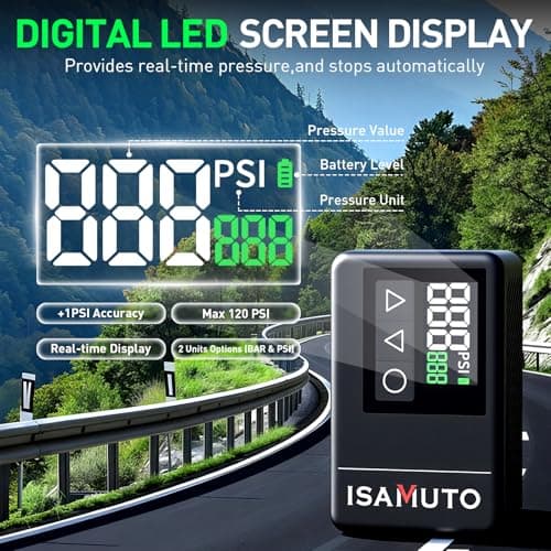 ISAMUTO Mini Bike Pump, Electric Bike Pump Portable with Gauge 120PSI Fast Inflate Bike Air Pump with Presta and Schrader Valve for Road Bike Mountain Bike, E-Bike view 5