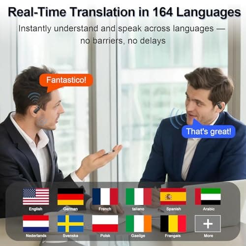 DUSONLAP Ai Translation Earbuds Real Time,164 Languages Translator Earbuds | 6 Translation Modes/No Subscription,Audio and Video Calls Translator Headphones,Audifonos Traductores Inglés Español view 2
